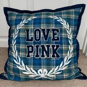 Pillow Blue Plaid Crest Victoria Secret Rare